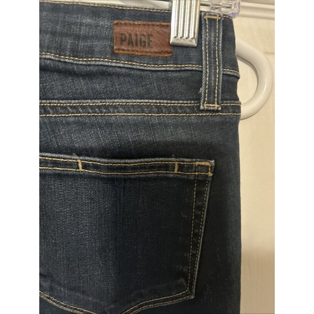 Paige Jeans Women’s 26 Skinny Dark Wash Denim Distressing EUC - Picture 6 of 6